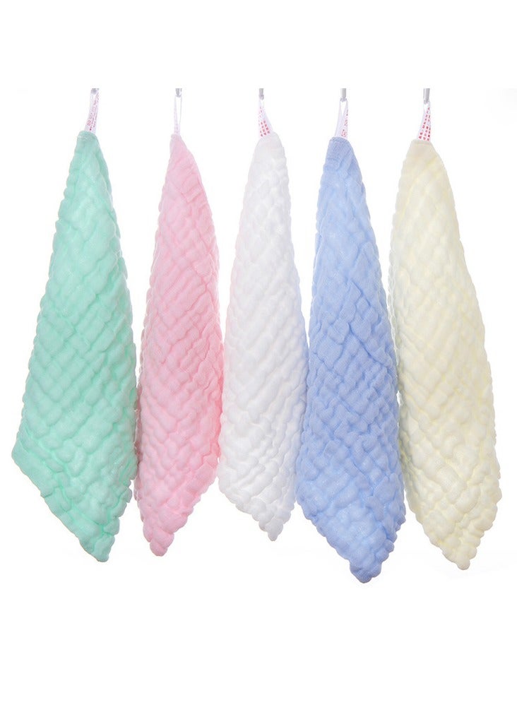 5Pcs Muslin Cotton Newborn Baby Face Towel, Baby Soft Muslin Washcloths,  Baby Small Square Towel Bib Towel,6 layer honeycomb embossing bubble gauze,Baby Face Towel and Wash Cloths for Bath (30 * 30CM)  - Image 3