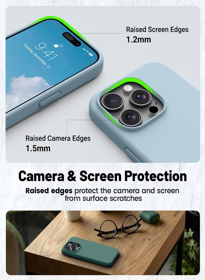OTOFLY Compatible with iPhone 15 Pro Max Case,[Silky and Soft Touch Series] Premium Soft Liquid Silicone Rubber Full-Body Protective Bumper Case for iPhone 15 Pro Max (Baby Blue) - Image 5