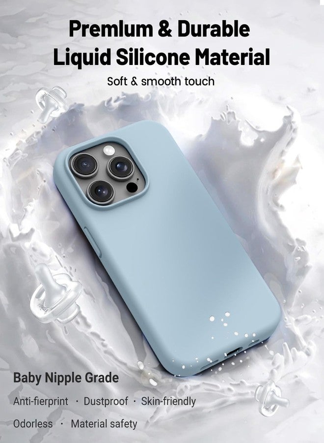 OTOFLY Compatible with iPhone 15 Pro Max Case,[Silky and Soft Touch Series] Premium Soft Liquid Silicone Rubber Full-Body Protective Bumper Case for iPhone 15 Pro Max (Baby Blue) - Image 3