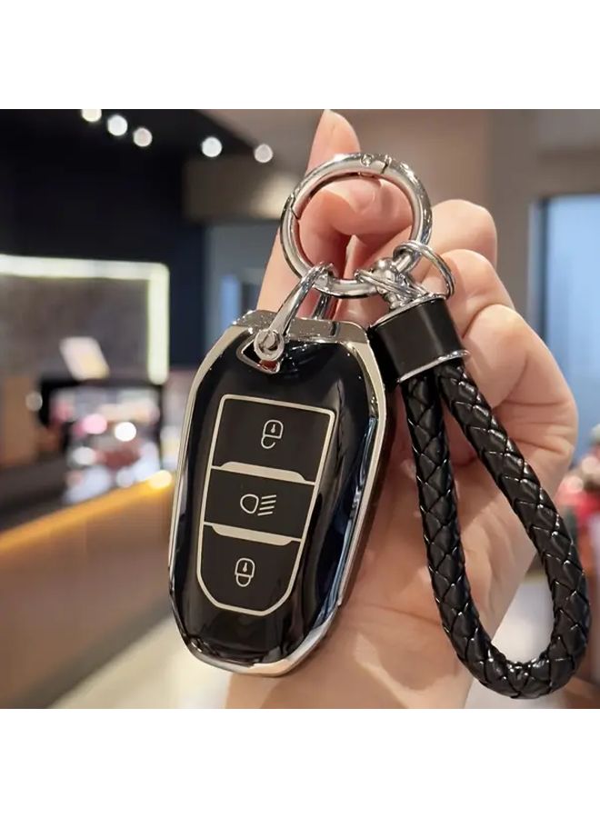غطاء حماية ذهبي أسود من مادة TPU لسلسلة المفاتيح عن بُعد لسيارات Citroen C3 XR C4 C4L C6 Picasso Peugeot 206 207 308 408 508 2008 4008 5008 DS3 DS4 DS5 - إكسسوارات العلبة - Image 3