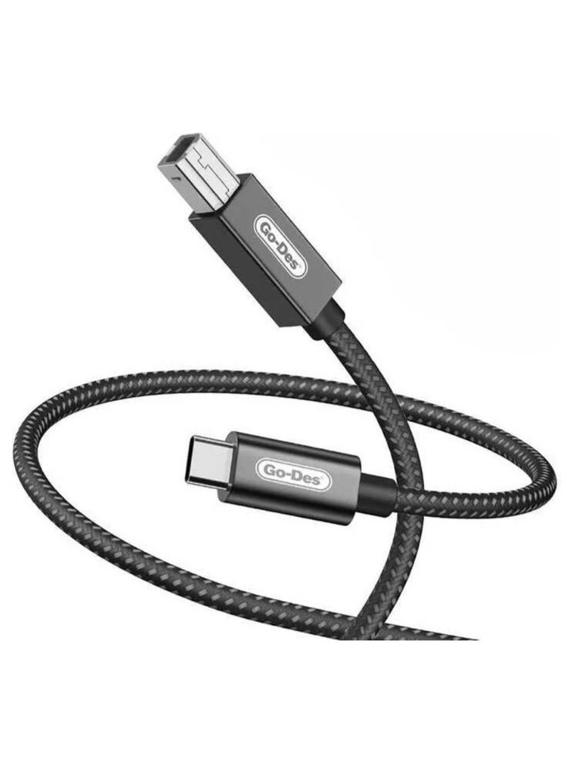 USB-C Data Sync Printer Cable GD-HM837, 2M Braided | WIDGETS MATRIX - Image 2