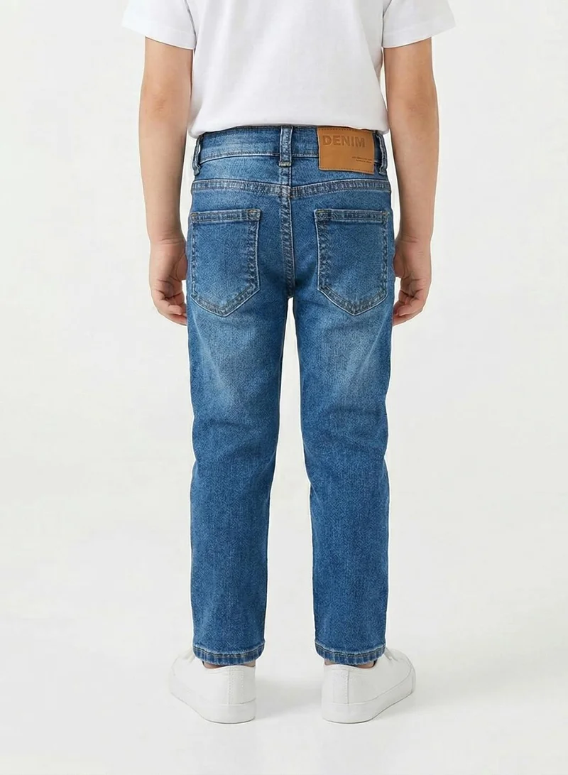 بيبي كلو Boys Distressed Adjustable Waist Denim Jeans