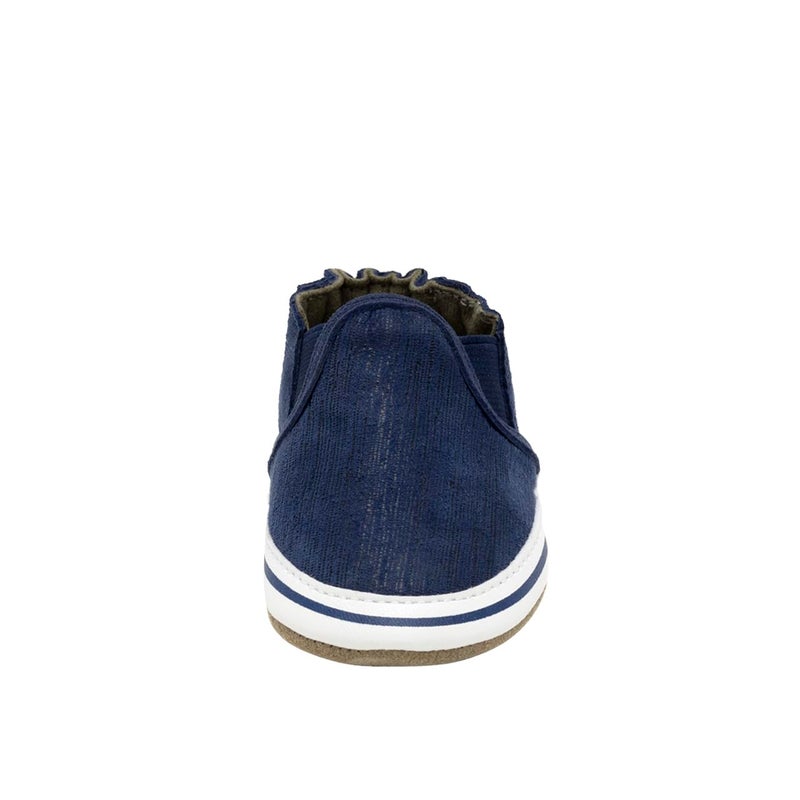 Robeez Baby Boy-Child Crosshatch Crib Shoe, Leather Liam Basic - Indigo, 6-12 Months M US Infant - Image 2