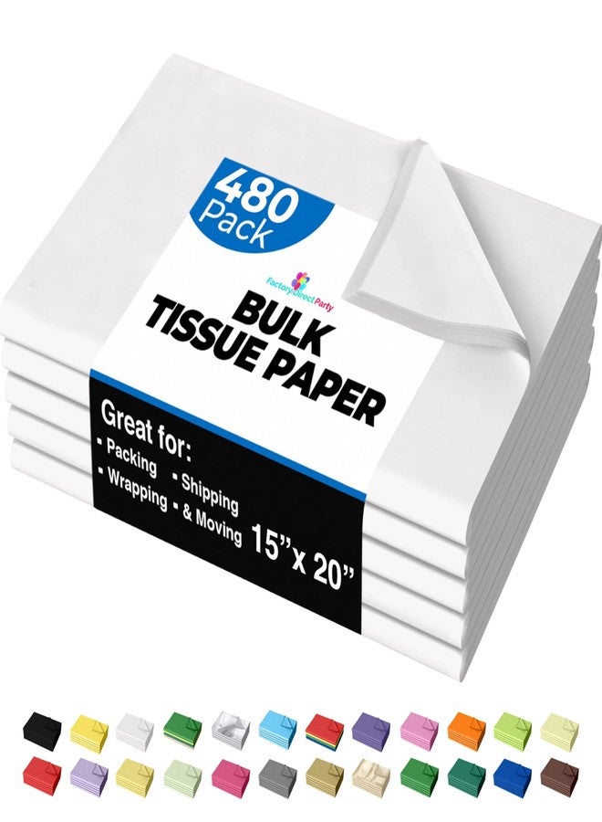 Crown Display 480 Sheets Bulk White Tissue Paper - 15" x 20" Packing Paper Sheets for Moving - 10lb Wrapping Paper - Newsprint Paper for Packing, Gift Wrapping, Moving Supplies & Protecting - Image 1