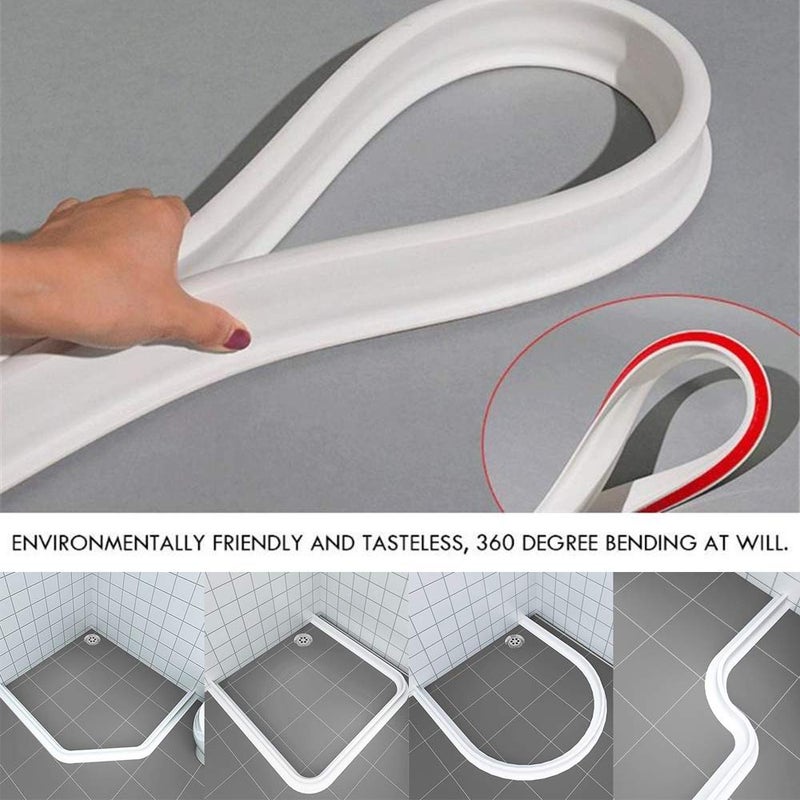 Ejoycos Collapsible Shower Threshold Water Dam Buthtub Water Stopper Shower Barrier Rubber Dam Silicon Water Blocker Dry and Wet Separation for Bathroom - Image 3