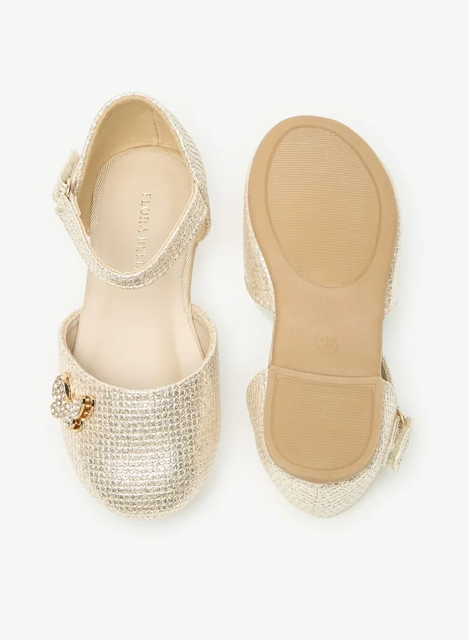 Flora Bella By Shoexpress Girls Butterfly Accent Ballerina Shoes with Hook and Loop Closure