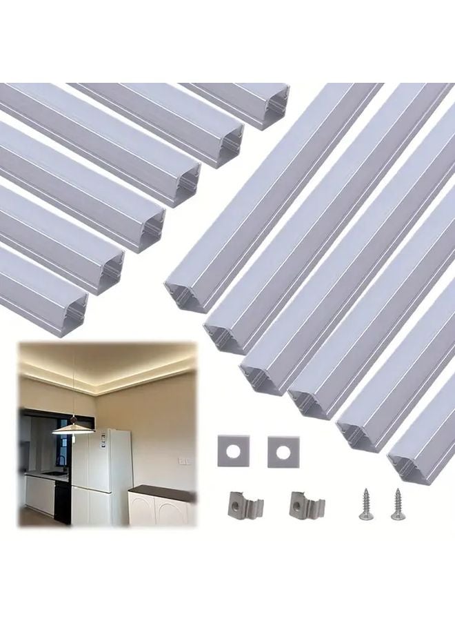 12pcs 100cm 39 37in Silvery Alu White Cover LED Lighting Channels U Shaped Surface Mount - Image 1