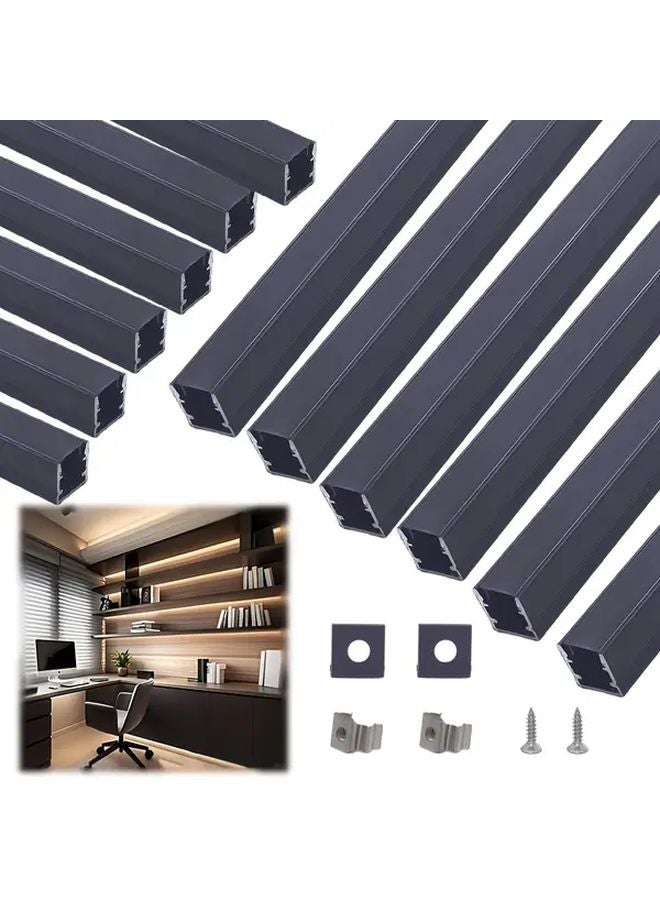 12pcs 100cm 39 37in Silvery Alu White Cover LED Lighting Channels U Shaped Surface Mount - Image 2