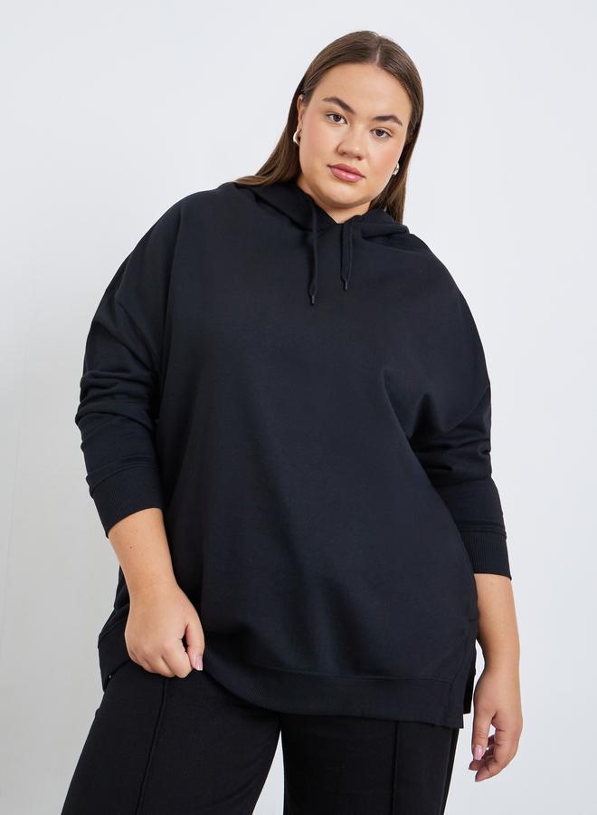 Styli Plus Size Oversized Longline Hoodie with Pocket - Image 1