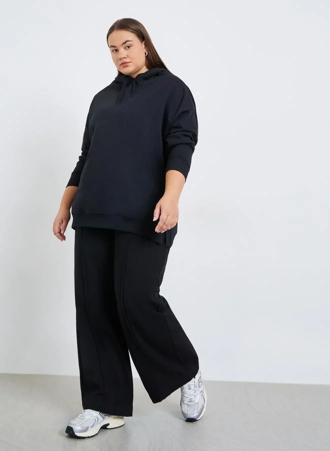 Styli Plus Size Oversized Longline Hoodie with Pocket