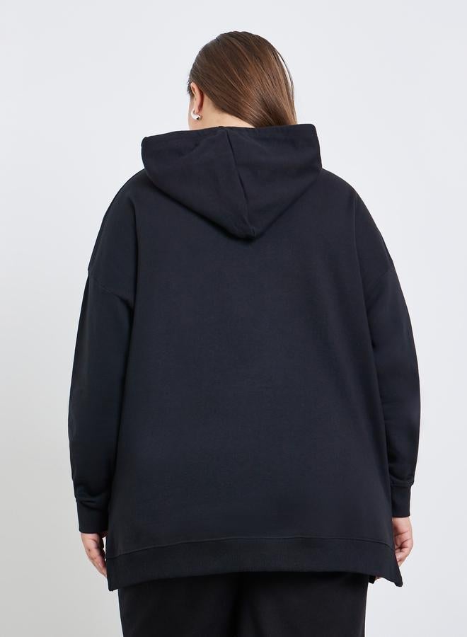 Styli Plus Size Oversized Longline Hoodie with Pocket - Image 4