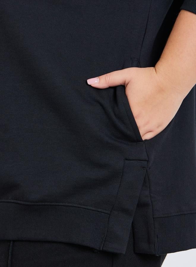 Styli Plus Size Oversized Longline Hoodie with Pocket - Image 3