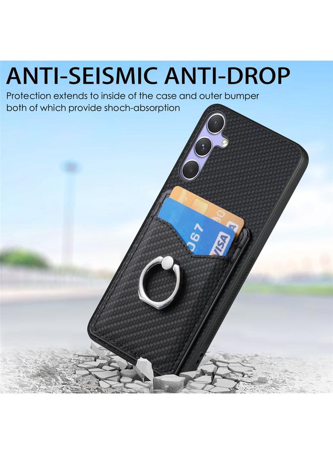 S-TOP Case For Samsung Galaxy A56 5G Carbon Fiber Card Wallet Ring Phone Case - Image 5