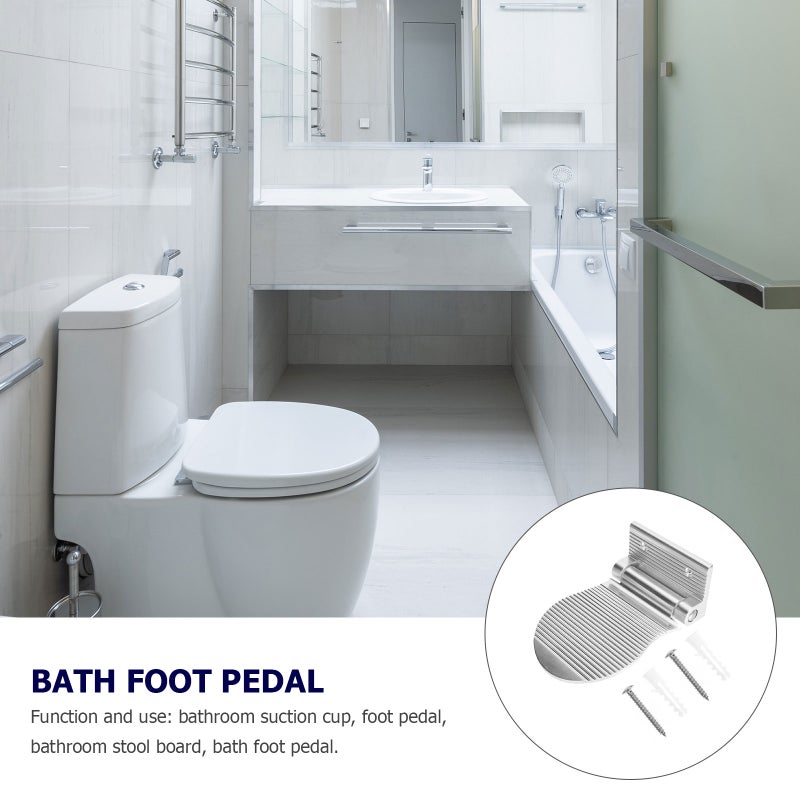 2 Sets of Bathroom Foot Rest Stainless Steel Shower Pedal Bathing Foot Pedal Home Bathroom Supply - Image 2