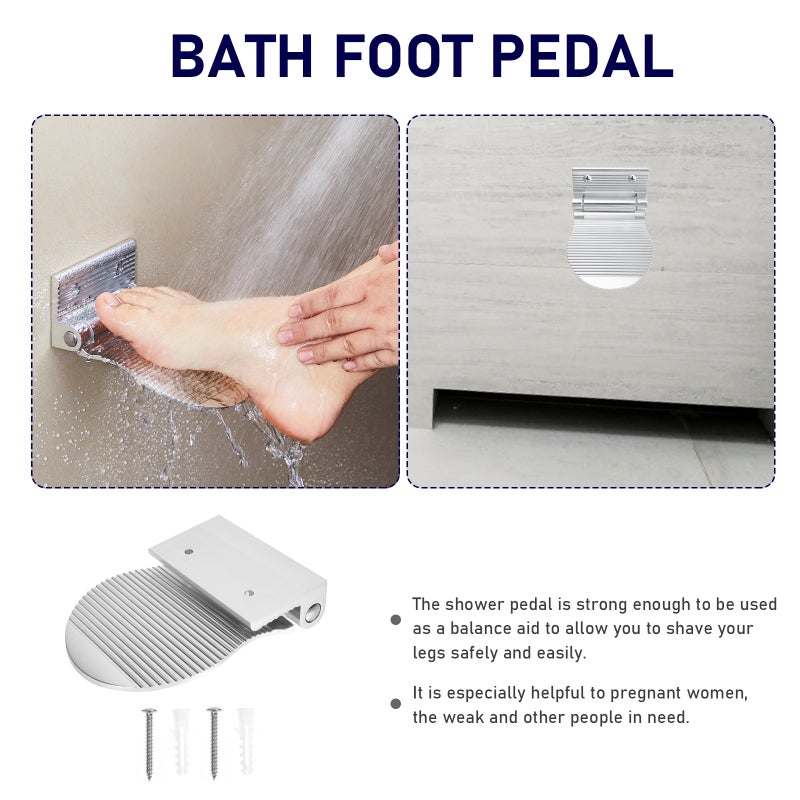 2 Sets of Bathroom Foot Rest Stainless Steel Shower Pedal Bathing Foot Pedal Home Bathroom Supply - Image 4