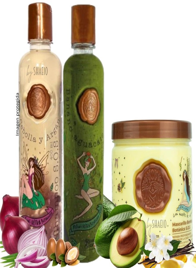 SHAEIO RITUALBOTANICO | Kit 3 Crecimiento Acelerado Ultra Reparador S.O.S: Shampoo de Cebolla, Mascarilla Hidratante para el Cabello, Acondicionador Intensivo PLEX (+Obsequio) - Image 1