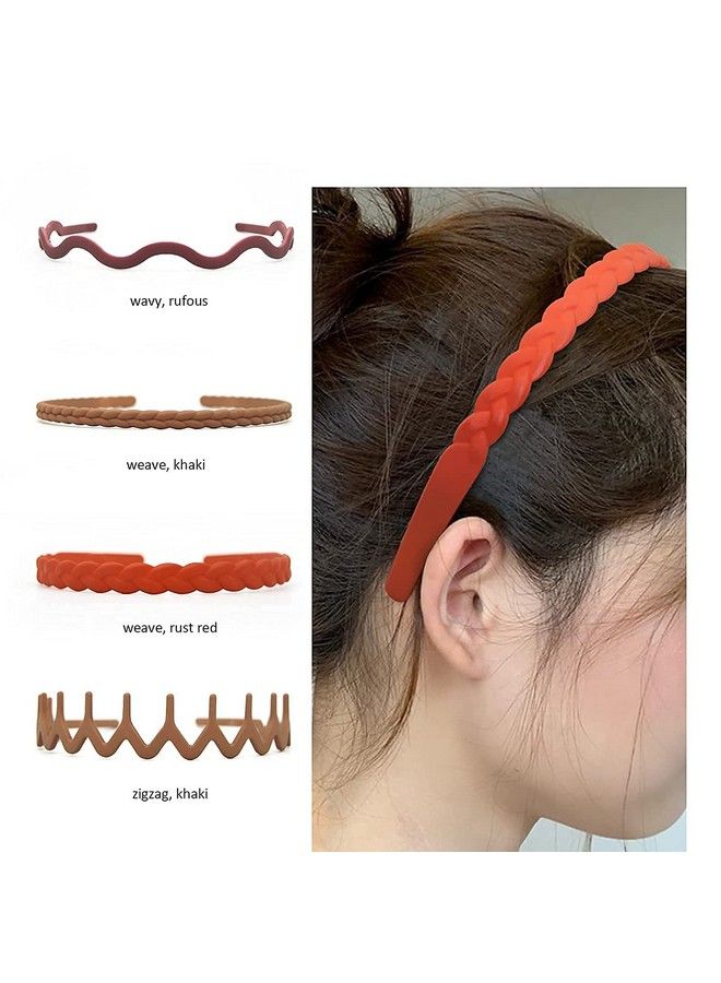 HOMEMATES Korean Style Hair Band Wide Thin Plain Zig Zag Woven Pattern Plastic Hair Bands Matte Multi Color Mixing Set Hairbands With Teeth For Women & Girls Hair Accessories 8 Pcs - Image 4