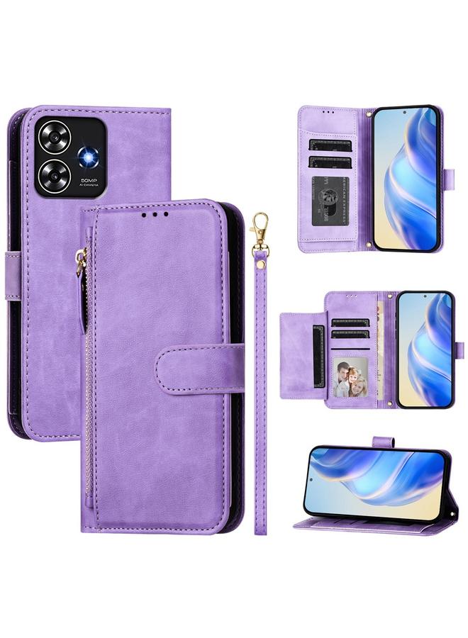 إيروريكس جراب هاتف جلدي بسحّاب وفتحات بطاقات متعددة لهاتف ZTE Blade A73 4G - Image 1