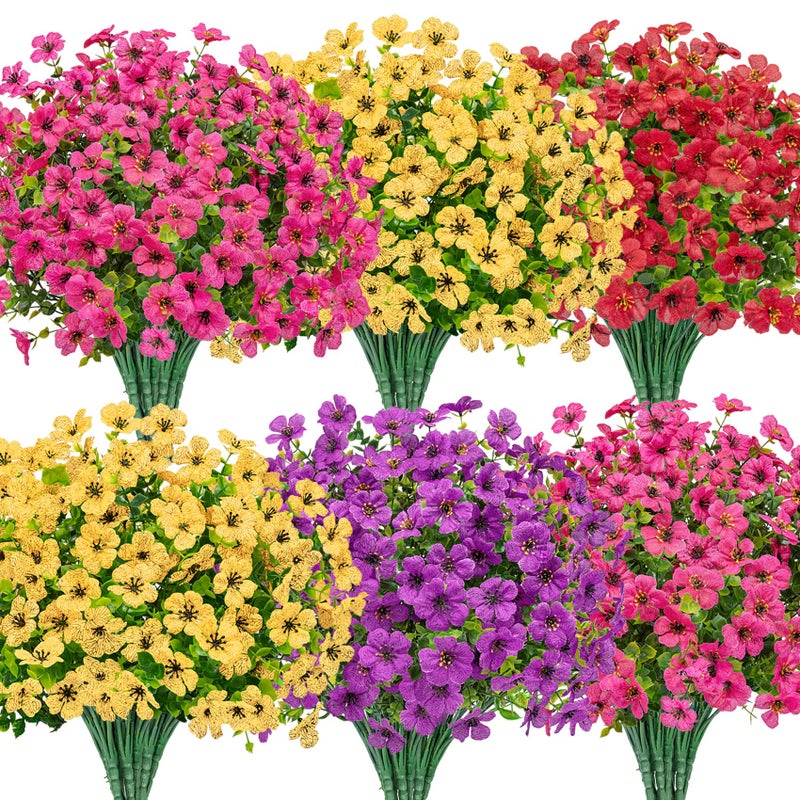 Bassion Artificial Flowers for Outdoors 16 Bundles UV Resistant Fake Flowers Realistic Silk Faux Plants for Outdoor Planter Window Box Porch Patio Garden Home Outside Decorations - Image 2