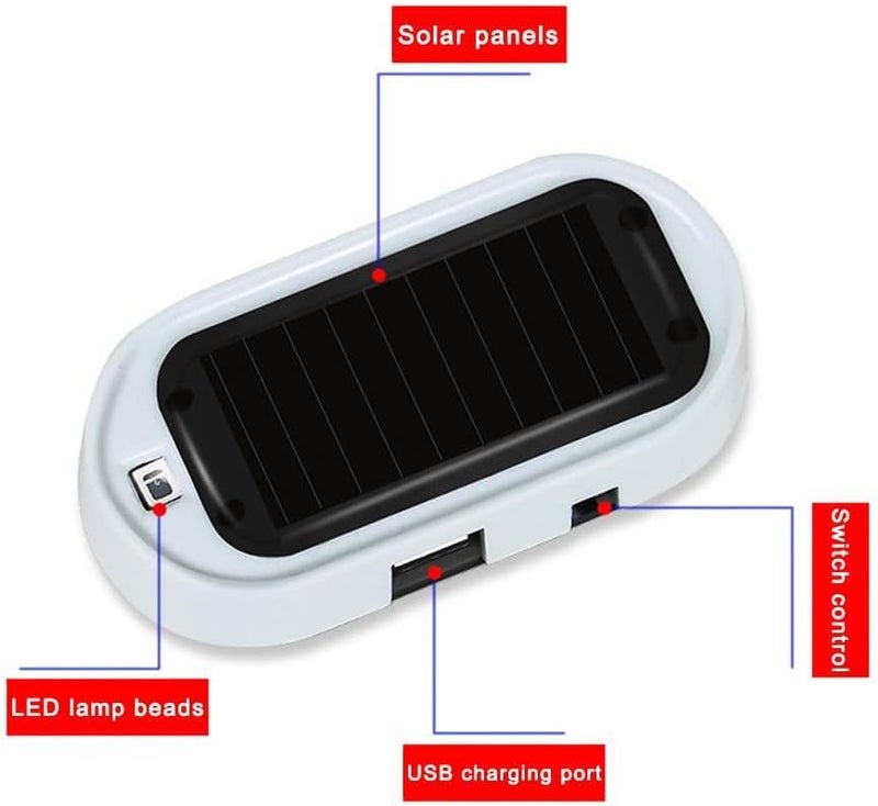 woobles Automotive Solar Analog Anti-theft Device Warning Light LED Interior Modified Induction Strobe Universal Light Anti-theft Light Red free size - Image 5