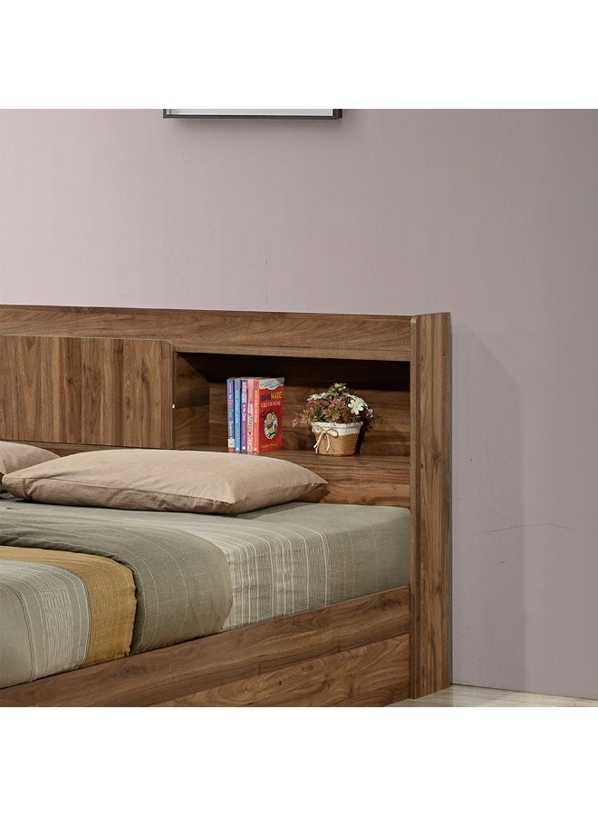 DANUBE HOME سرير ملكي بحجم 180x200 سم - تصميم واسع إطار خشبي حديث، رأس سرير أنيق، تشطيب جوز فاتح - أثاث غرفة نوم متين - Image 3