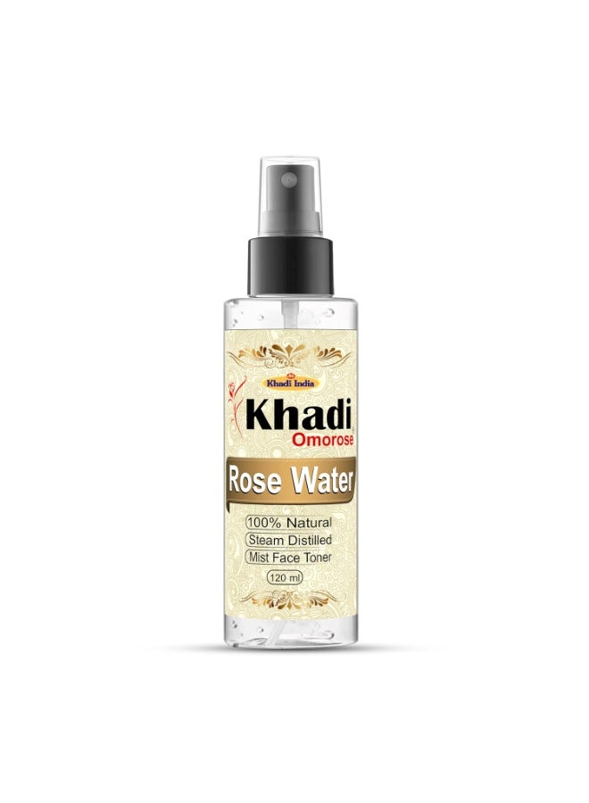 Khadi Omorose Rose Water 120 ml, Natural & Steam Distilled for Skin | 100% Pure & Undiluted (Extraxted from 1 Mann Flower) | - Image 1