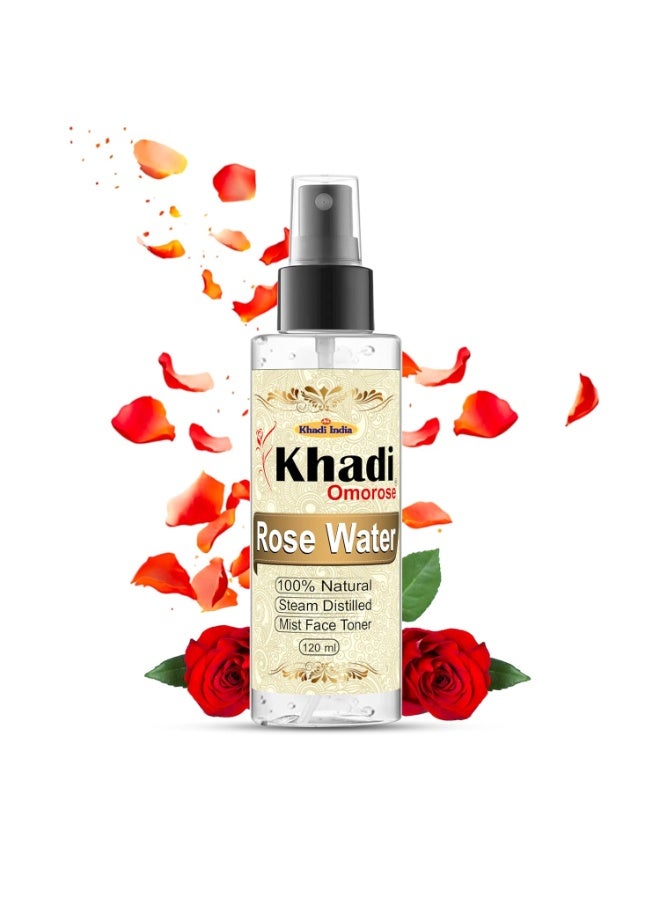 Khadi Omorose Rose Water 120 ml, Natural & Steam Distilled for Skin | 100% Pure & Undiluted (Extraxted from 1 Mann Flower) | - Image 2