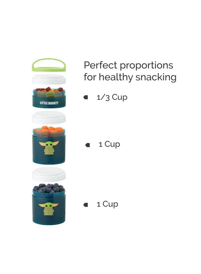 Whiskware Stackable Snack Containers for Kids and Toddlers, 3 Stackable Snack Cups for School and Travel, The Child Little Bounty - Green/White/Teal - Image 4