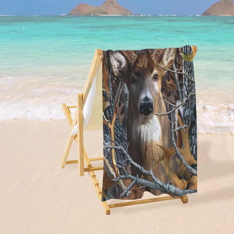 Quick Dry Microfiber Towel: Brown Camo Buck Deer Pattern - Lightweight Compact Design Versatile Towel for Beach Camping Gym Travel Pool Outings - Image 4