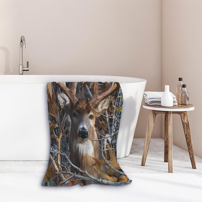Quick Dry Microfiber Towel: Brown Camo Buck Deer Pattern - Lightweight Compact Design Versatile Towel for Beach Camping Gym Travel Pool Outings - Image 2