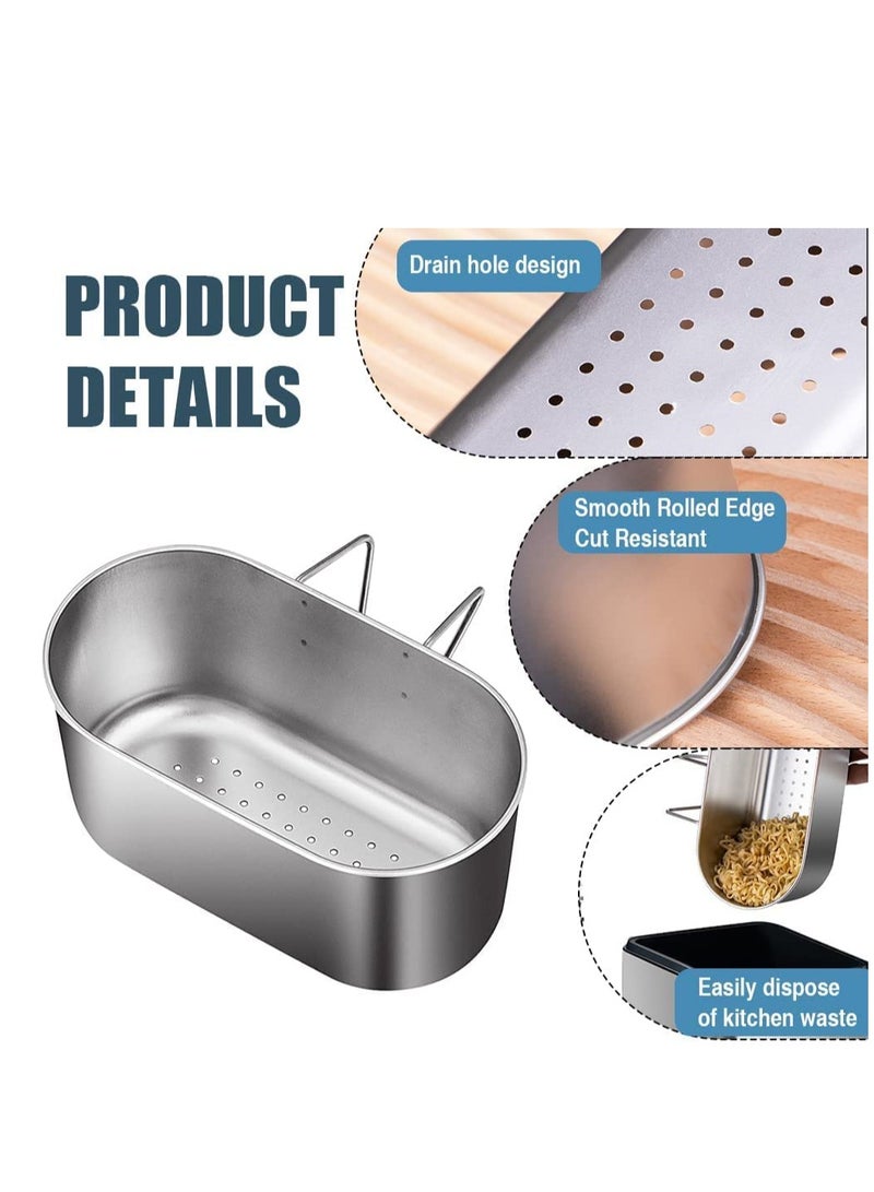 سلة تصفية صرف الحوض من الفولاذ المقاوم للصدأ، مصفاة متعددة الوظائف لتعليق الحوض، سلة تصريف لتصفية نفايات المطبخ وغسل الخضروات والفواكه (فضية) - Image 3