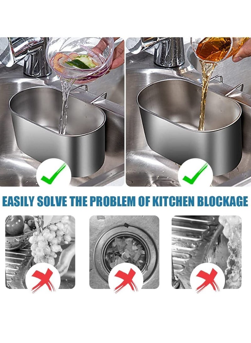 سلة تصفية صرف الحوض من الفولاذ المقاوم للصدأ، مصفاة متعددة الوظائف لتعليق الحوض، سلة تصريف لتصفية نفايات المطبخ وغسل الخضروات والفواكه (فضية) - Image 5