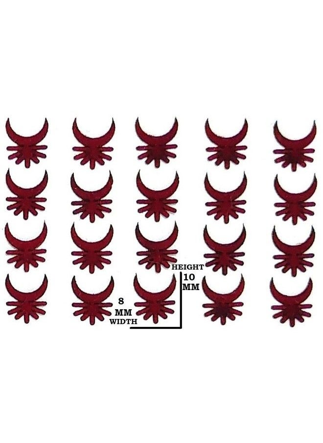 KOSHIN - Dark Maroon Color Half Moon Shape Large Size (Per Bindi Height 10 Mm X Width 8 Mm) Forehead Bindi For Girls Women Ladies Pack Of 3 (Maroon Chand Bindi) - Image 1