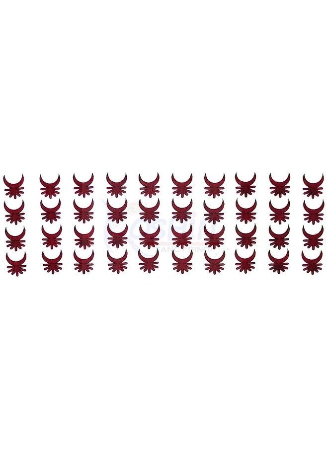 KOSHIN - Dark Maroon Color Half Moon Shape Large Size (Per Bindi Height 10 Mm X Width 8 Mm) Forehead Bindi For Girls Women Ladies Pack Of 3 (Maroon Chand Bindi) - Image 1