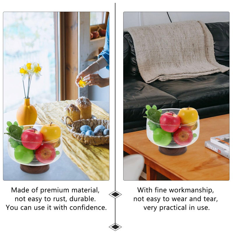 Modern Glass Fruit Bowl with Wooden Pedestal 3500ml Multi Function Snack Container for Kitchen Dining - Image 4