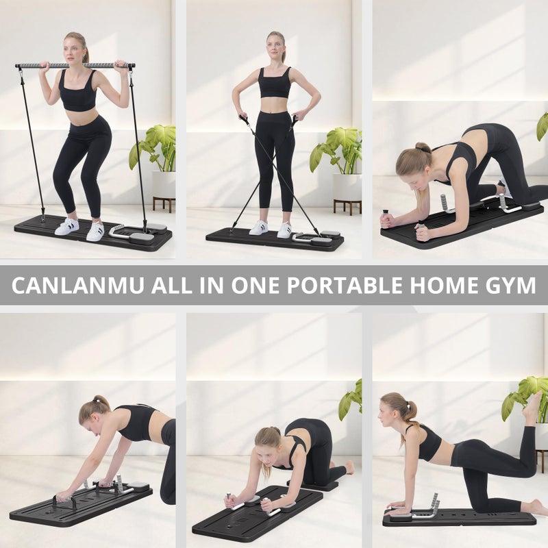 JANUA Pilates Board - Pilates Reformer Set, Multi-Purpose Foldable Pilates Reformer Board for Home, 5 in 1 Pilates Sliding Board (Black Set) - Image 4