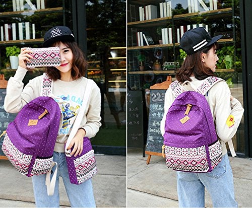 goldwheat Canvas Print Backpack Cute Teen Backpacks for Girls School Bag with Lunch Bag - Image 3