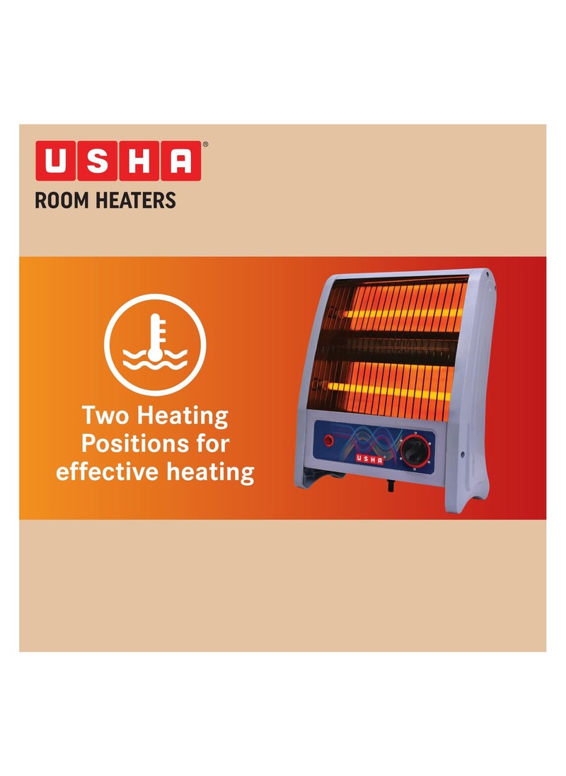 Usha - Usha 2 Rod 800 Watt Quartz Heater with Low Power Consumption and Tip Over Protection (4302, Grey) - Image 1