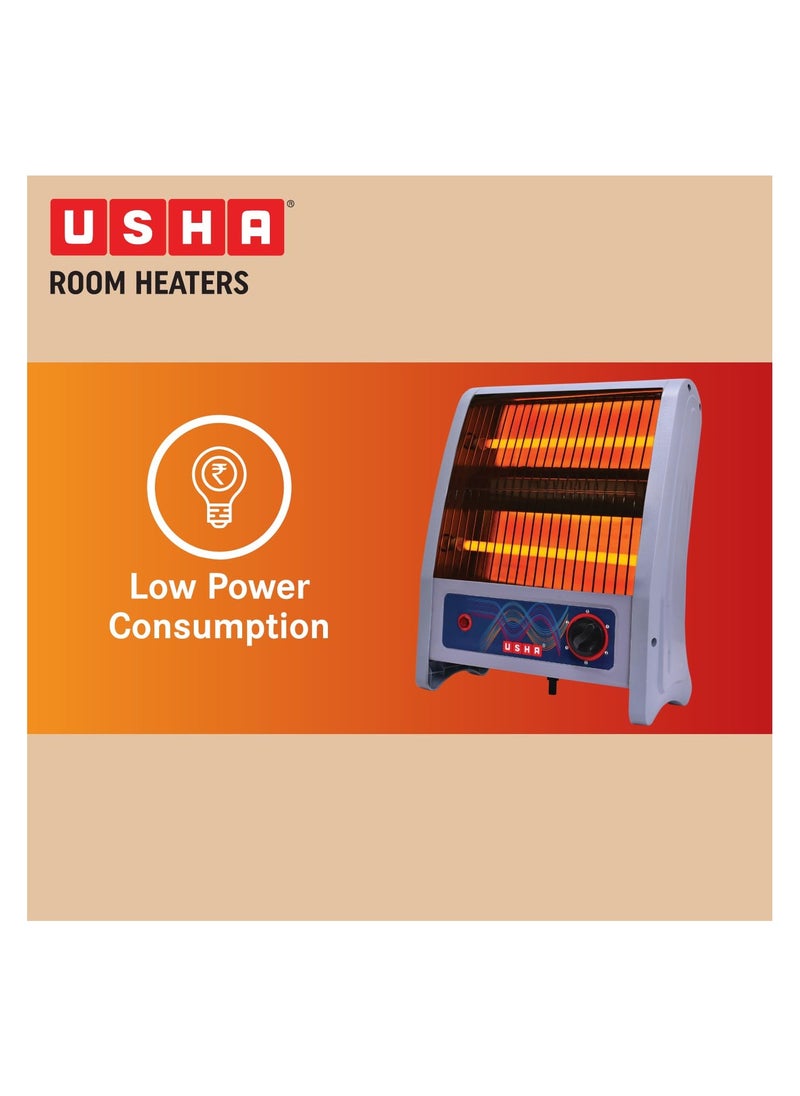 Usha - Usha 2 Rod 800 Watt Quartz Heater with Low Power Consumption and Tip Over Protection (4302, Grey) - Image 1