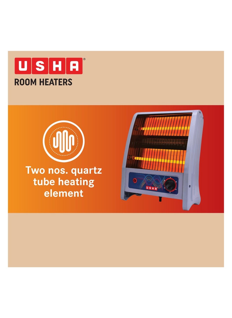 Usha - Usha 2 Rod 800 Watt Quartz Heater with Low Power Consumption and Tip Over Protection (4302, Grey) - Image 1