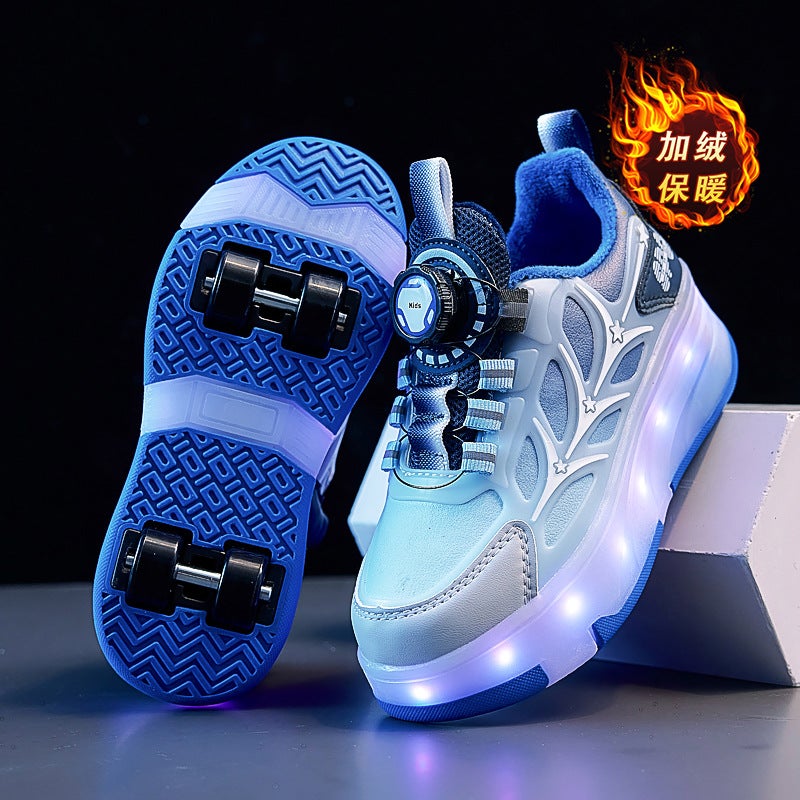أربع عجلات Heelys الأحذية المصنع بالجملة قابل لإعادة الشحن أحذية مضيئة أدى أضواء Kidsren القطن الأسطوانة التزلج مع عجلة الأزرار الدوارة - Image 4