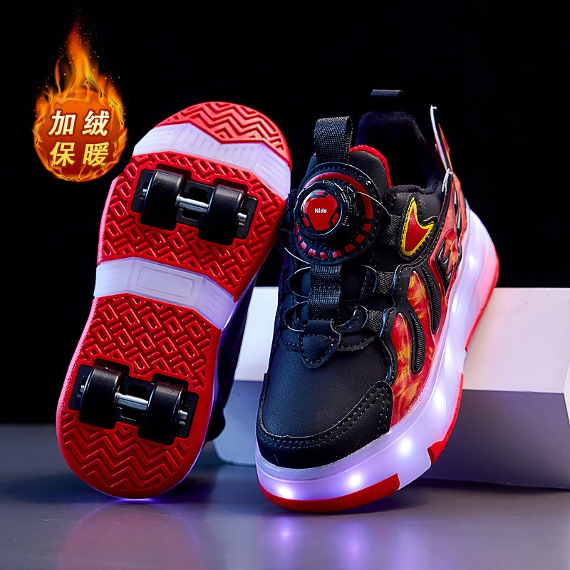أربع عجلات Heelys الأحذية المصنع بالجملة قابل لإعادة الشحن أحذية مضيئة أدى أضواء Kidsren القطن الأسطوانة التزلج مع عجلة الأزرار الدوارة - Image 5