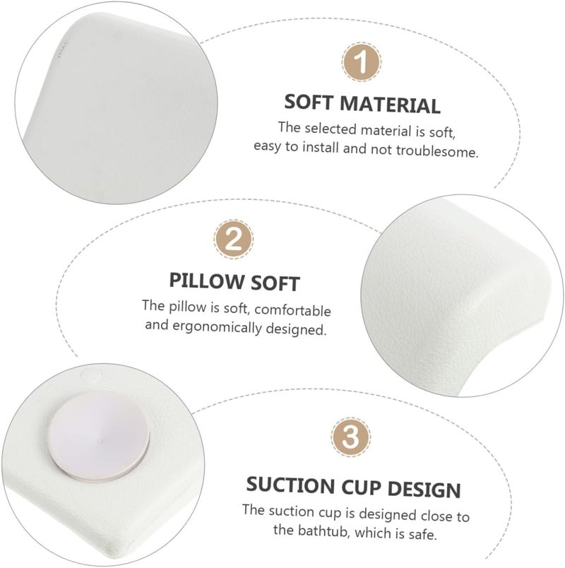 Bathtub Pillow Neck Cushion with Strong Suction Cups Pu Material White for Adult Home Spa Bathing Comfort - Image 3