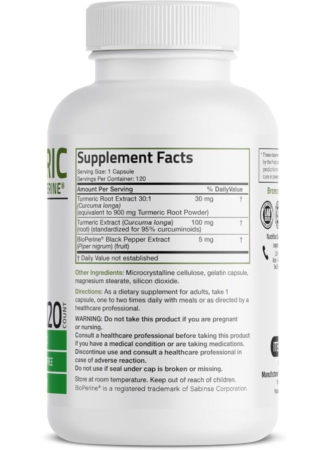 برونسون مركب الكركمين والكركم مع البيوبيرين 1000 مجم غير معدل وراثيًا، 120 كبسولة - Image 2