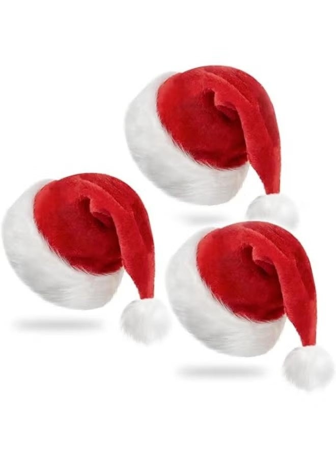 3 PCS Double-Layer Santa Christmas Hats - Image 1