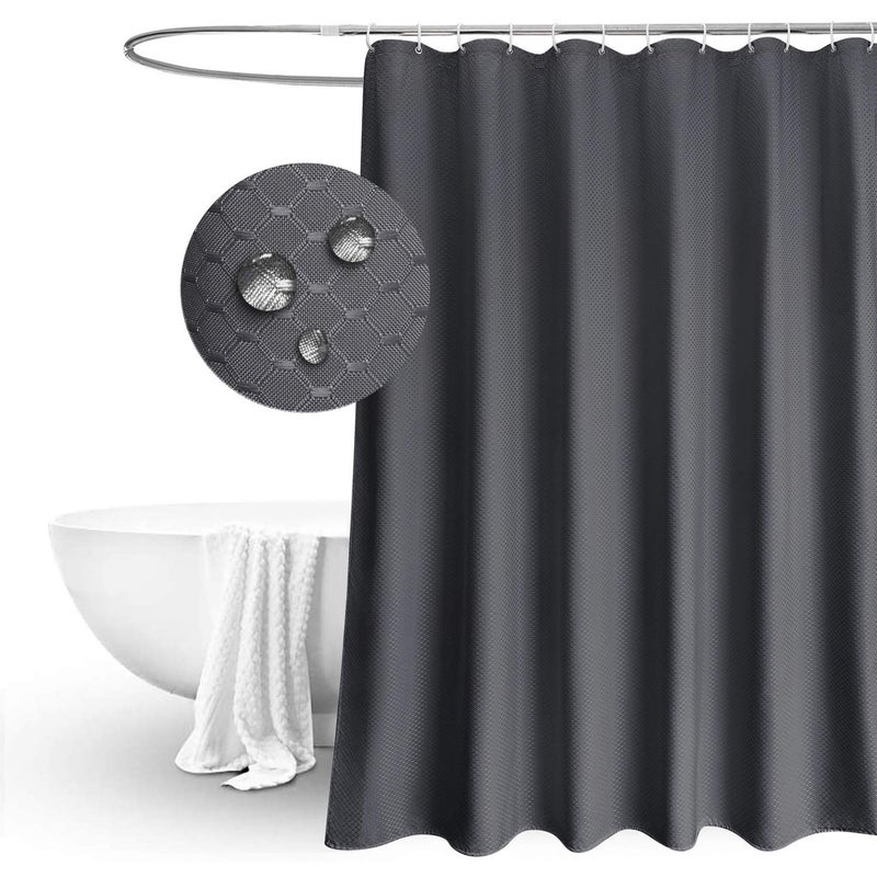 Extra Wide and Extra Long Shower Curtain 200x210cm dropSolid Dark Grey Waffle Pattern Shower Curtains for Bathroom Mildew Resistant Water repellent Durable Washable Polyester