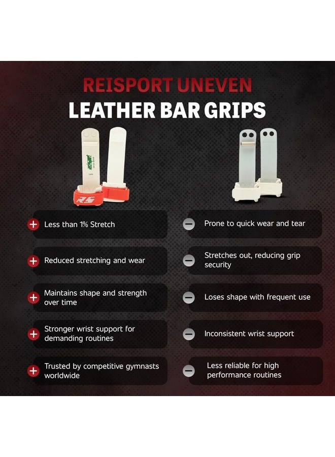 Reisport Women Gymnastic Grips Uneven Double Buckle Bar Grips, No Slip Fit, Xx-Small, X-Small, Small, Medium, Large, X-Large, Women And Girls Gymnastics Training, Long Lasting, Leather, Safe Grip - Image 3