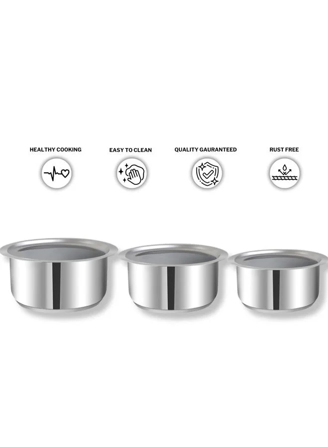 VINOD 3-Piece Cookware Set with Lid 1.8 Ltr