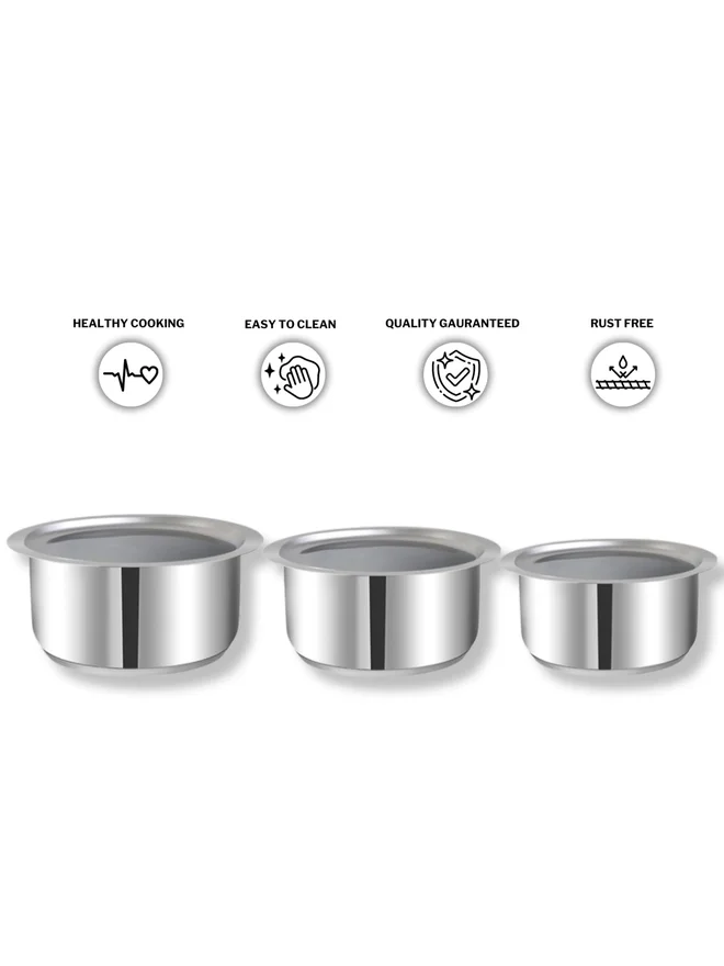 Vinod 3-Piece Cookware Set with Lid 1.8 Ltr