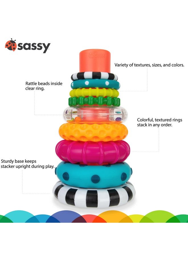 Sassy Stacks of Circles Stacking Ring STEM Learning Toy, Age 6+ Months, Multi, 9 Piece Set - Image 2